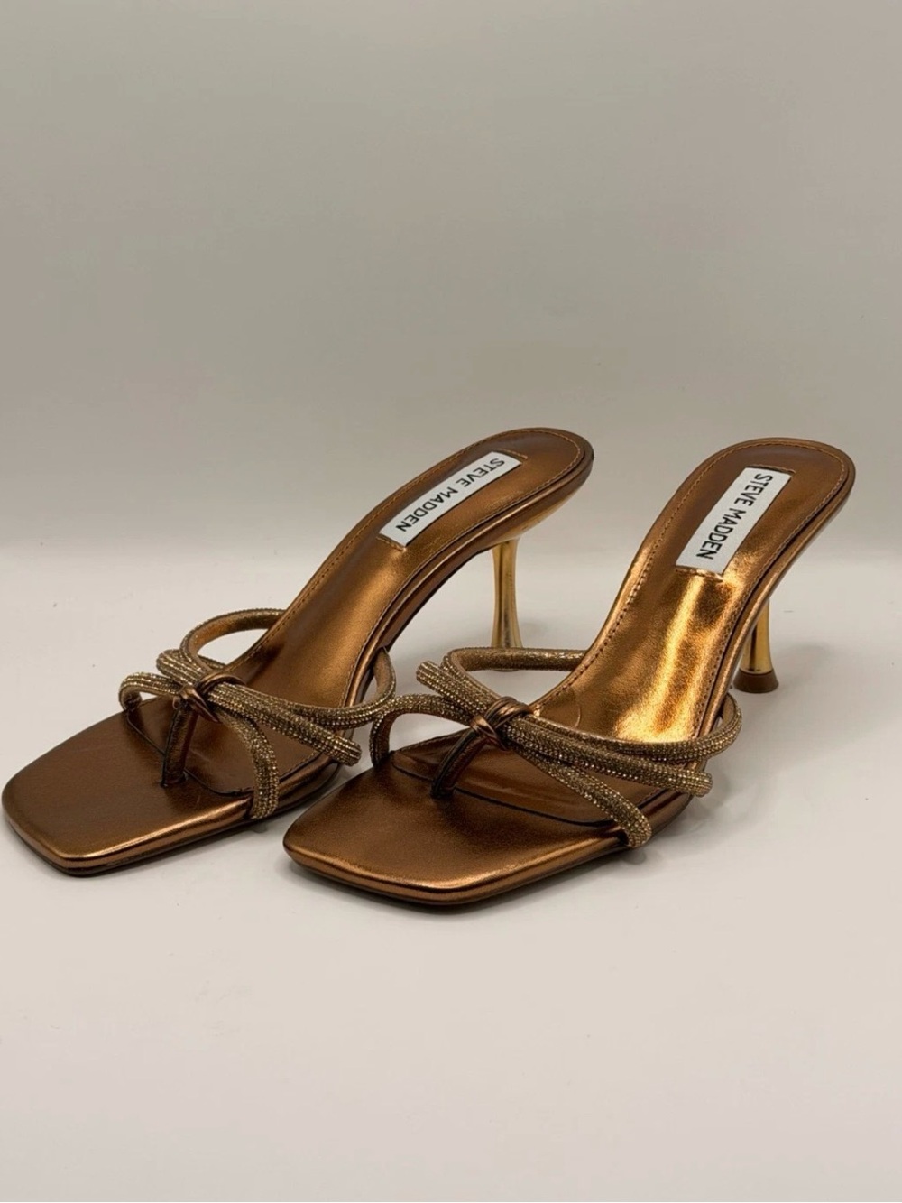 Steve Madden Bronze Kitten Heel Sandals 7.5